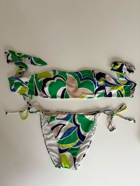 Gianni Bini Green Multi-Color Tie-Side Bikini